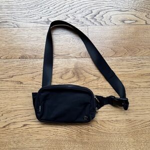 Lululemon Black Nylon Belt Bag Gold Accents